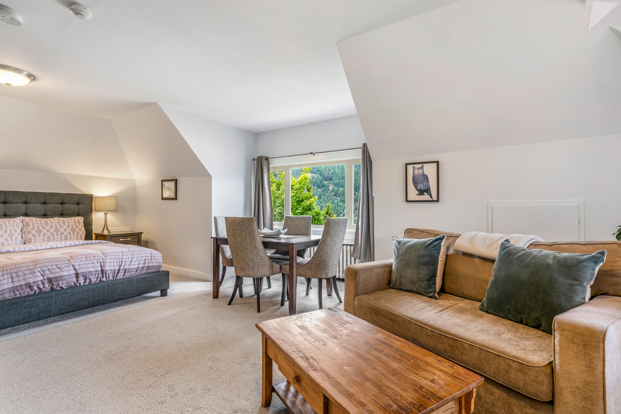 Master bedroom and living room, Tamarack Apartment